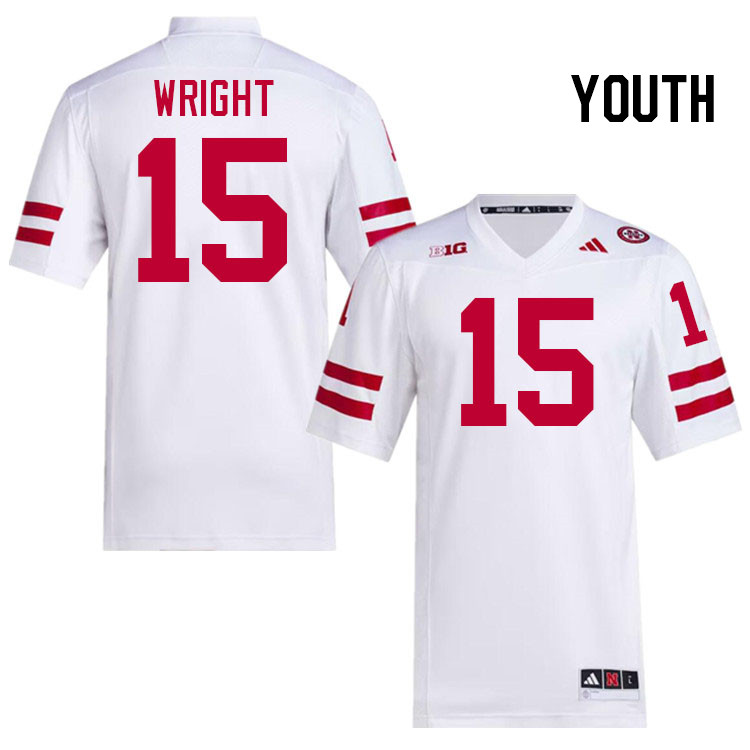 Youth #15 Ceyair Wright Nebraska Cornhuskers College Football Jerseys Stitched Sale-White